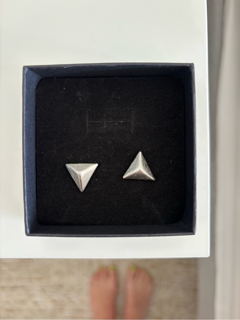 Silver Pyramid Stud Earrings